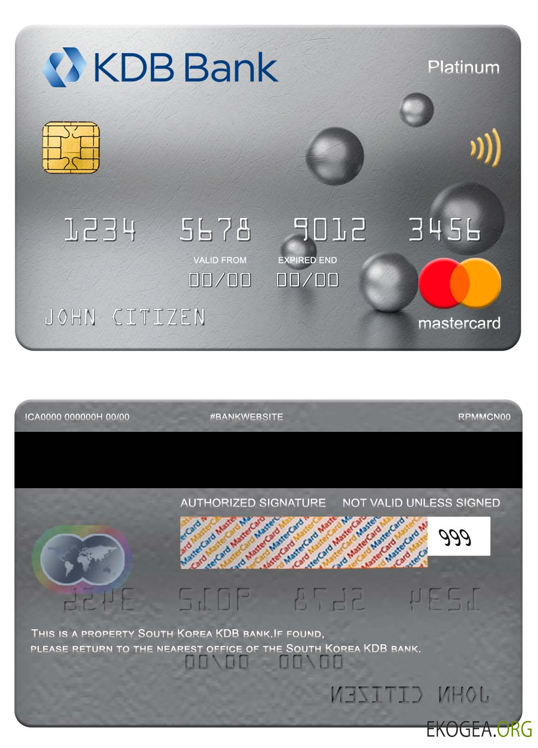 Corée du Sud KDB bank mastercard platine